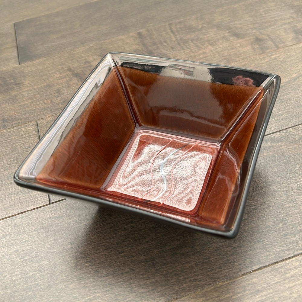 BOWRING Decorative Square Tray Dish, Brown Copper Red, Home Decor, Storage